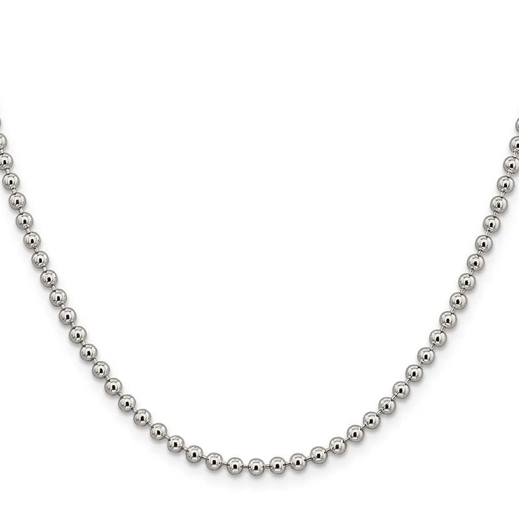 Curata 925 Sterling Silver 3mm Spaced Bead Chain Necklace