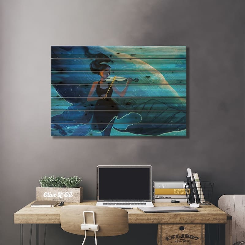 Serenade Print On Wood by Geneva B - Multi-Color