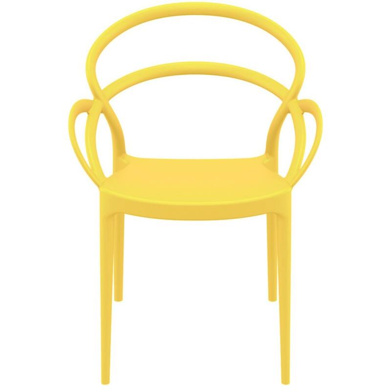 33" Yellow Outdoor Patio Round Dining Arm Chair