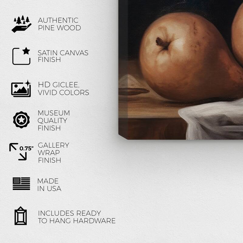 Wynwood Studio Canvas Food and Cuisine Classical Art of Pears Brown and Traditional Wall Art Canvas Print