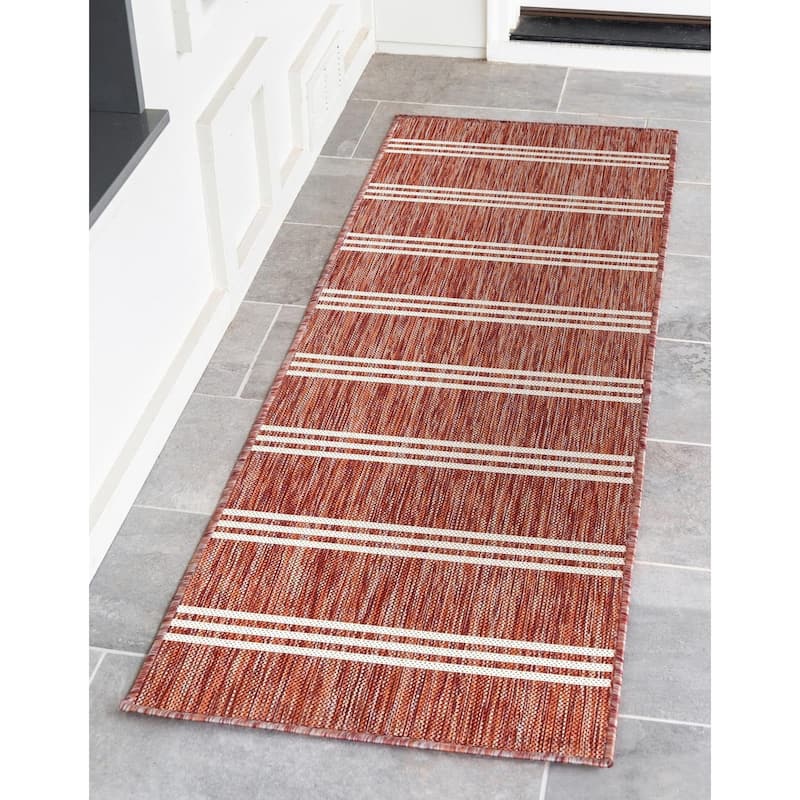 Outdoor Zrand Collection Area Rug - Rust Red - 2'x6'