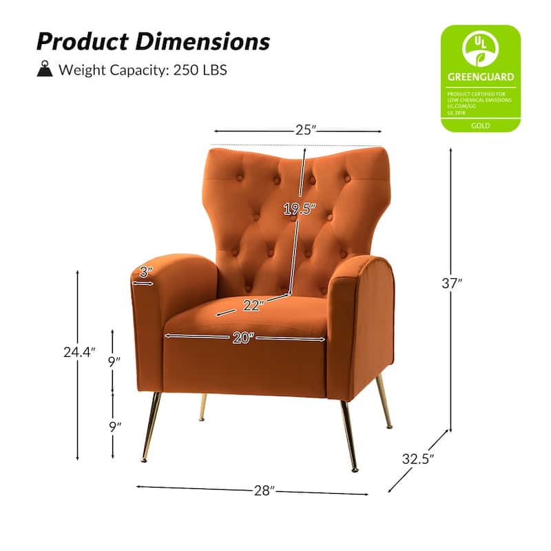 Abadiana Accent Tufted Chair with Metal Base by HULALA HOME