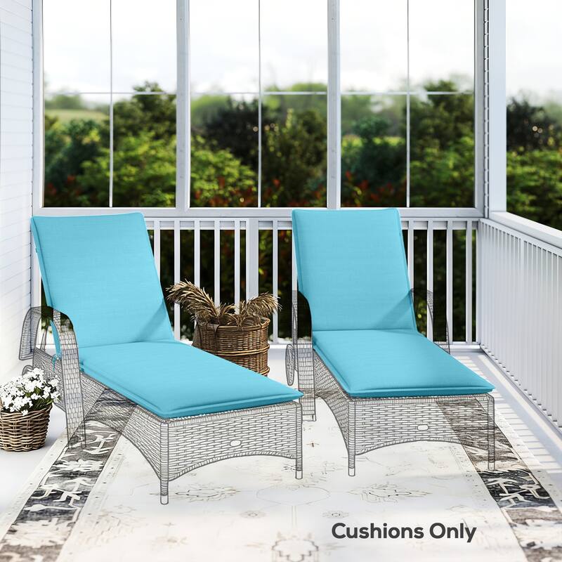 Outsunny Outdoor Lounge Chair Cushion Set of 2, UPF50+ 200gsm Fabric and 25D High-Density Foam