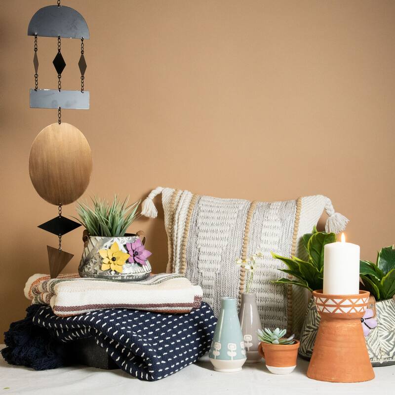 Foreside Home & Garden Multicolor Hand Woven 50 x 60 inch Cotton Throw Blanket with Hand Tied Tassels