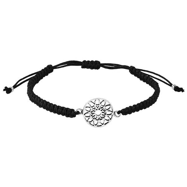 Handmade Healing Mandala Flower Sterling Silver Cotton Rope Adjustable Bracelet (Thailand). Opens flyout.