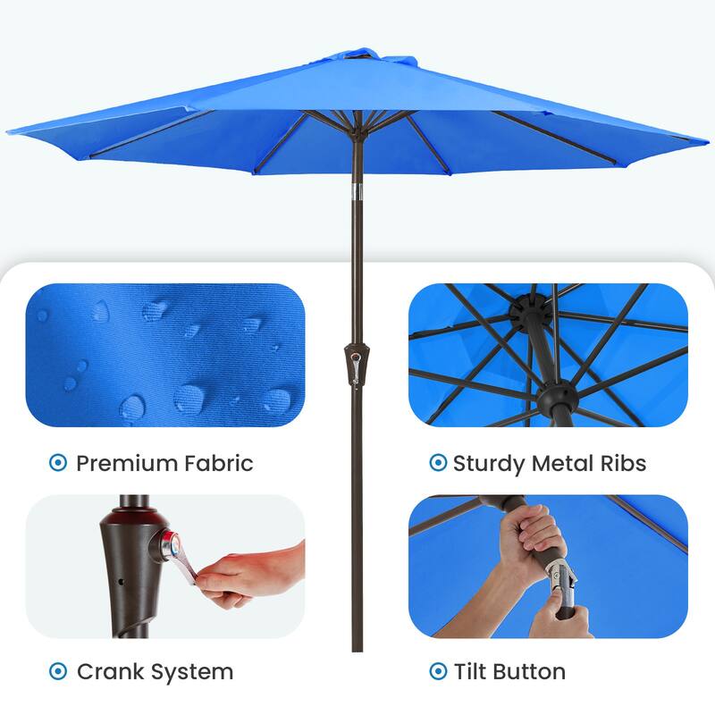 10ft Patio Market Umbrella with Crank & Tilt,UV-Risistant
