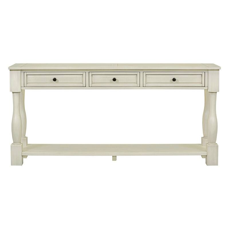 63"Long Console Table with 3 Drawers and Shelf for Entryway and Living Room in Mediterranean Design