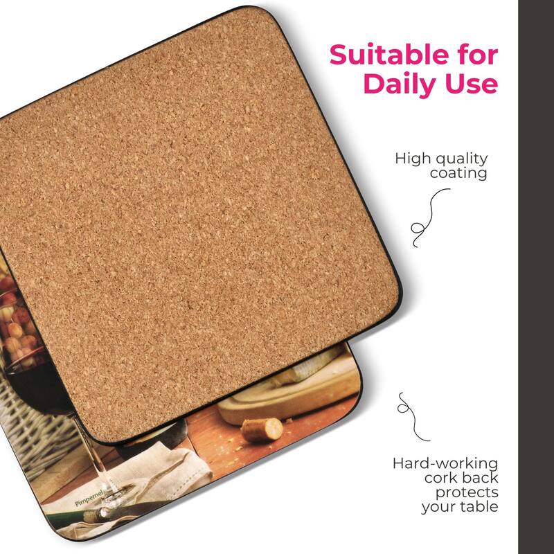 Pimpernel Set of 6 Artisanal Wine Coasters - 4 Inches Sq.