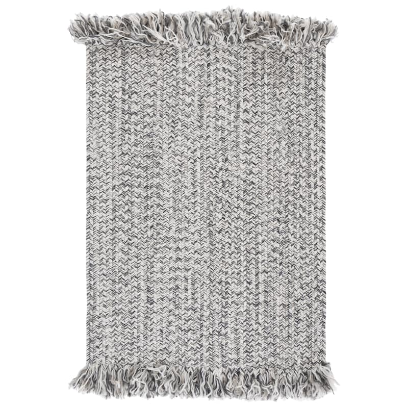 SAFAVIEH Handmade Braided Natasja Washable Indoor/Outdoor Rug - Weather Resistant & Easy Cleaning - Grey/Ivory - 2' x 3'