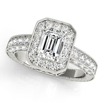 Auriya 14k White Gold Lab Grown Emerald Diamond Halo Engagement Ring 0.50 to 5.00 ct. tw. (F-G VS)