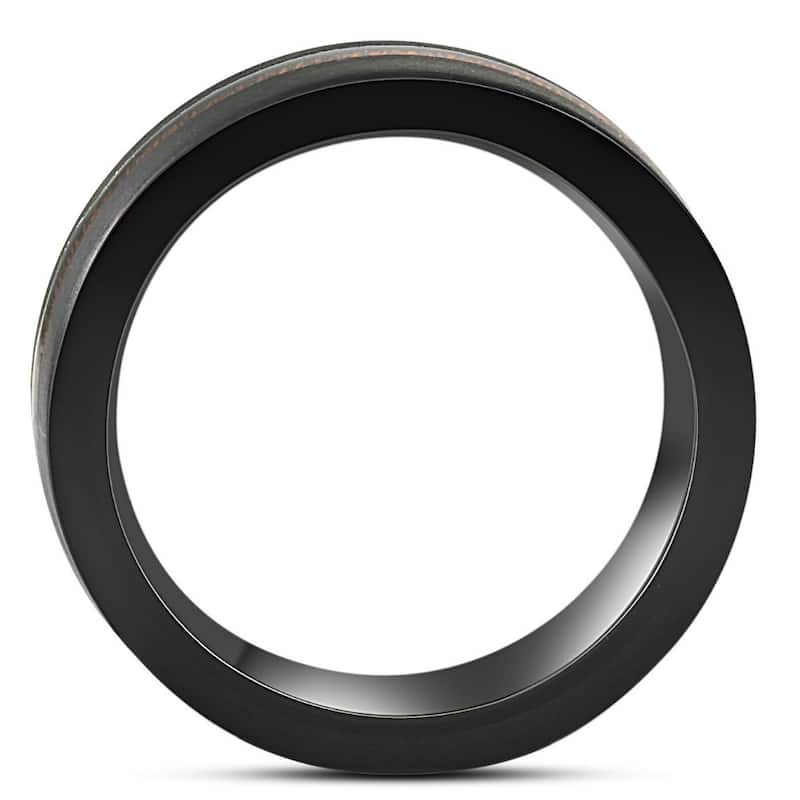 Bliss Diamond Men's Brushed Tungsten & Genuine Wood 8mm Ring Wedding Band