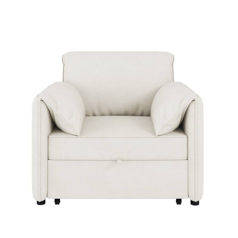 Roomfitters Convertible Sofa Bed, 3 in 1 Sleeper Chair with Adjustable Backrest and Thick Cushions, Linen Frame