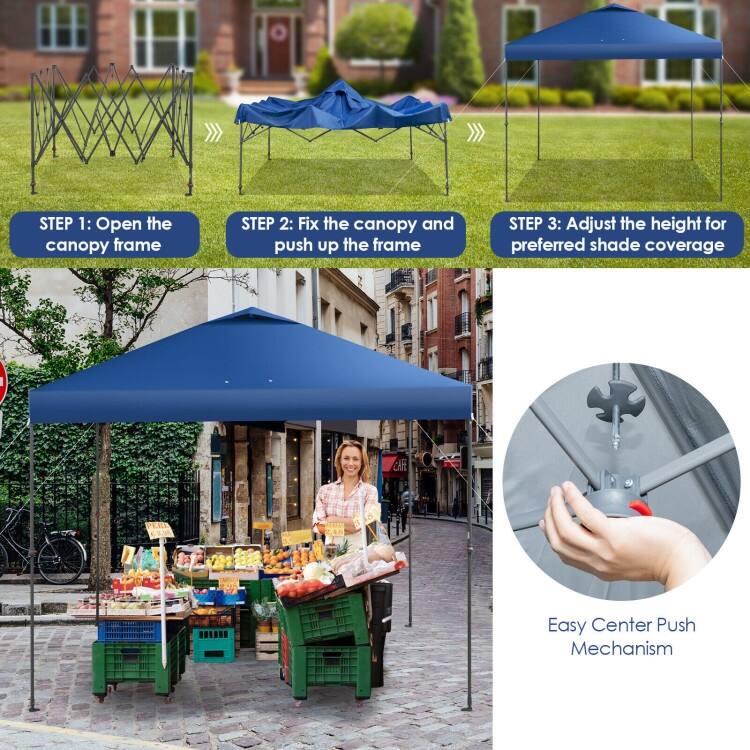 10 x 10 Feet Foldable Outdoor Instant Pop-up Canopy with Carry Bag - 10 x 10 x 6.3-9.4 ft