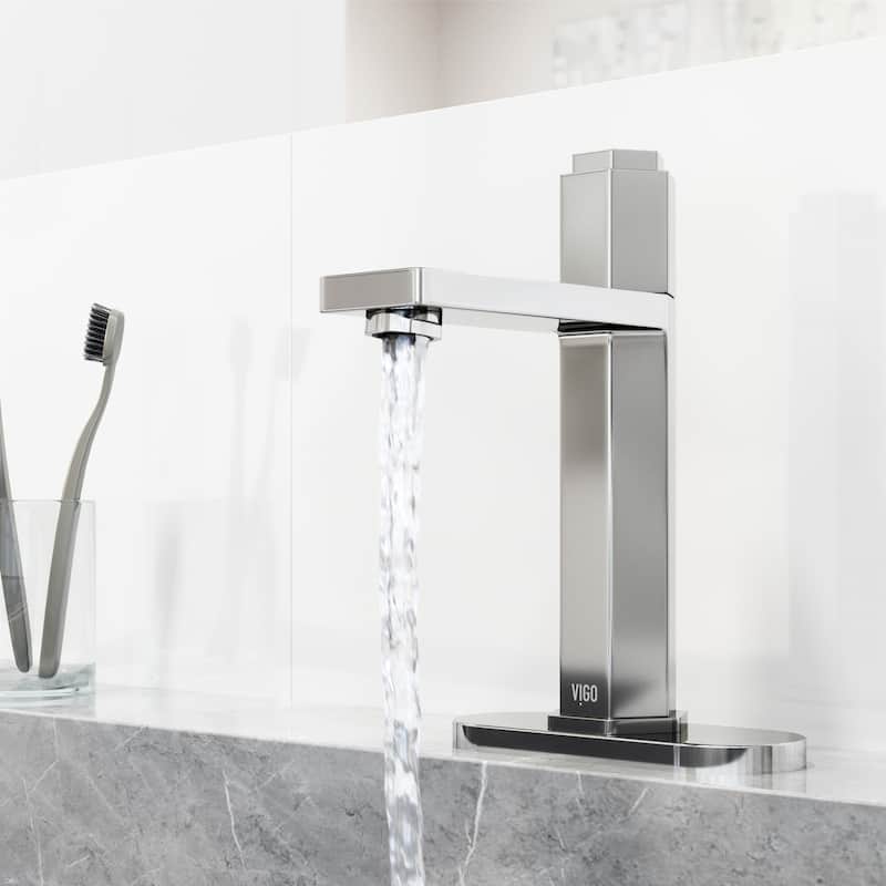 VIGO Nova 8" H Button Operated Single Hole Bathroom Faucet