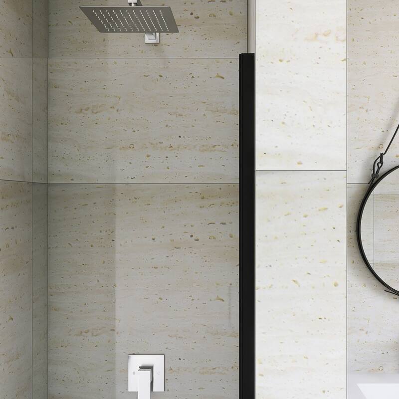 Pivot Semi-Frameless Shower Door in Matte Black Finish