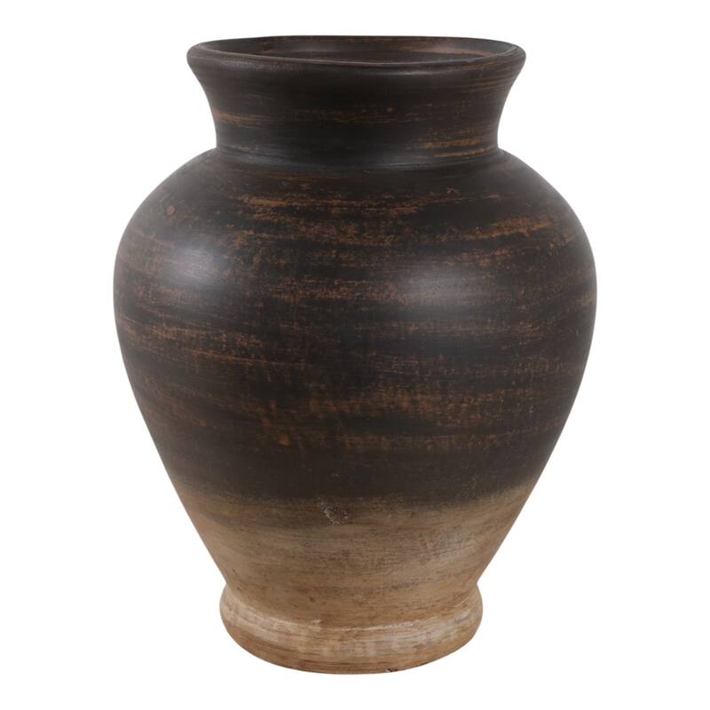 Terracotta Two Tone Traditional Vase - Brown, 12"