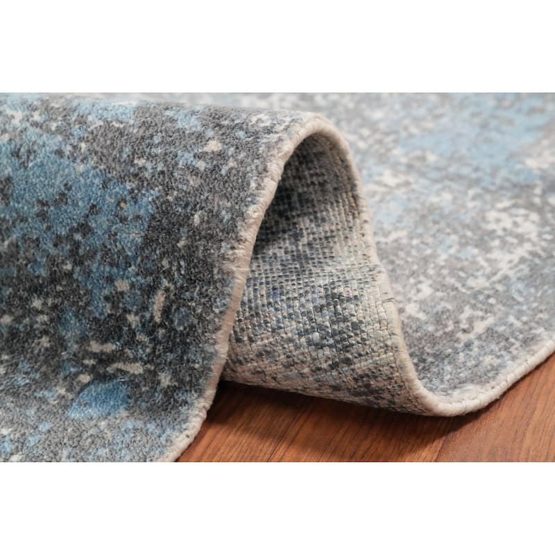 Hand Knotted Oriental Viscose Silk Carpet Modern Abstract Greys & Charcoal Abstract Area Rug - 6' 3'' X 4' 5''