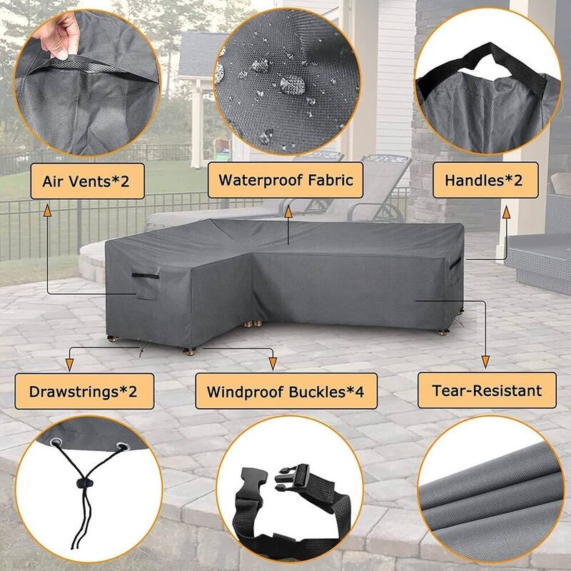 Waterproof Patio Sectional Sofa Cover Outdoor Couch Cover Furniture Cover
