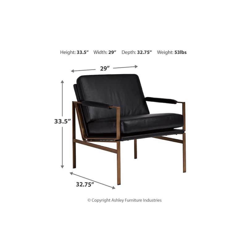 Signature Design by Ashley Puckman Mid Century Modern Leather Accent Chair - 29" W x 31.5" D x 34.25" H