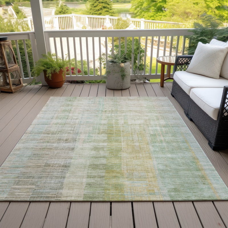 Machine Washable Indoor/Outdoor Modern Ombre Chantille Rug - Linen - 3' x 5'