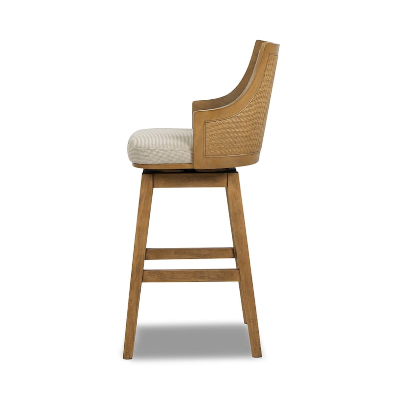 Bahama 26" Cane Rattan High-Back Swivel Counter Height Bar Stool