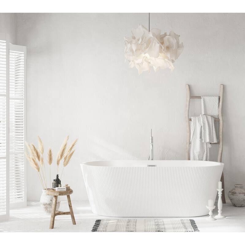 Vincent Bathtub in Glossy White - Glossy White with Brushed Nickel Trim - 67"