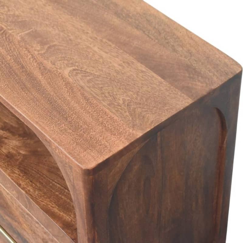 Artisan Furniture Solid Wood Arc-Line Media Console, Brown, 2-Drawers, 1-Shelf