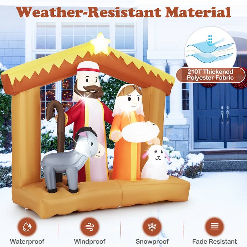 6 FT Christmas Inflatables Nativity Scene Decoration w/ LED Lights