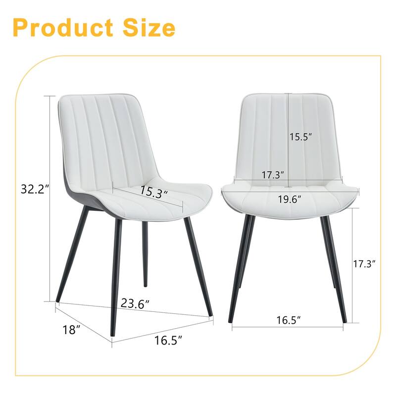 Extended Seat Cushion PU Dining Chair Set - 4 Pcs, Smooth Line Design, Fits Any Modern Decor