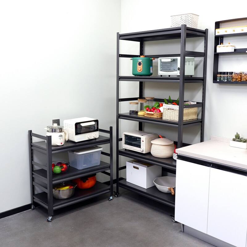 5-Tier Metal Shelving Unit Adjustable with Wheels 1750LBS Capacity