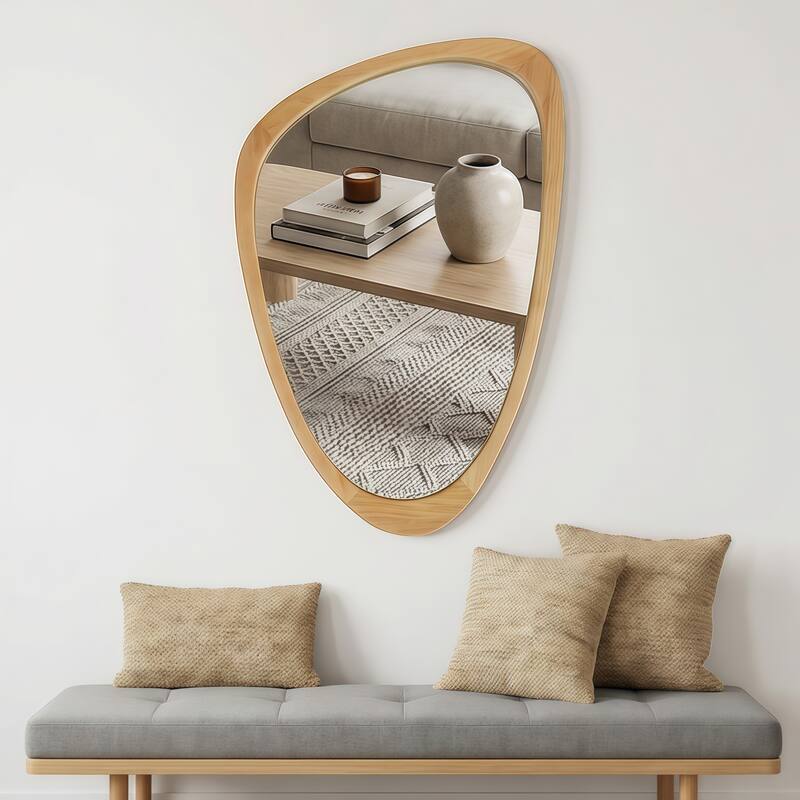 20"x30" Irregular Solid Wood Frame Decorative Mirror,For Bedroom, Bathroom, Living Room, Entryway