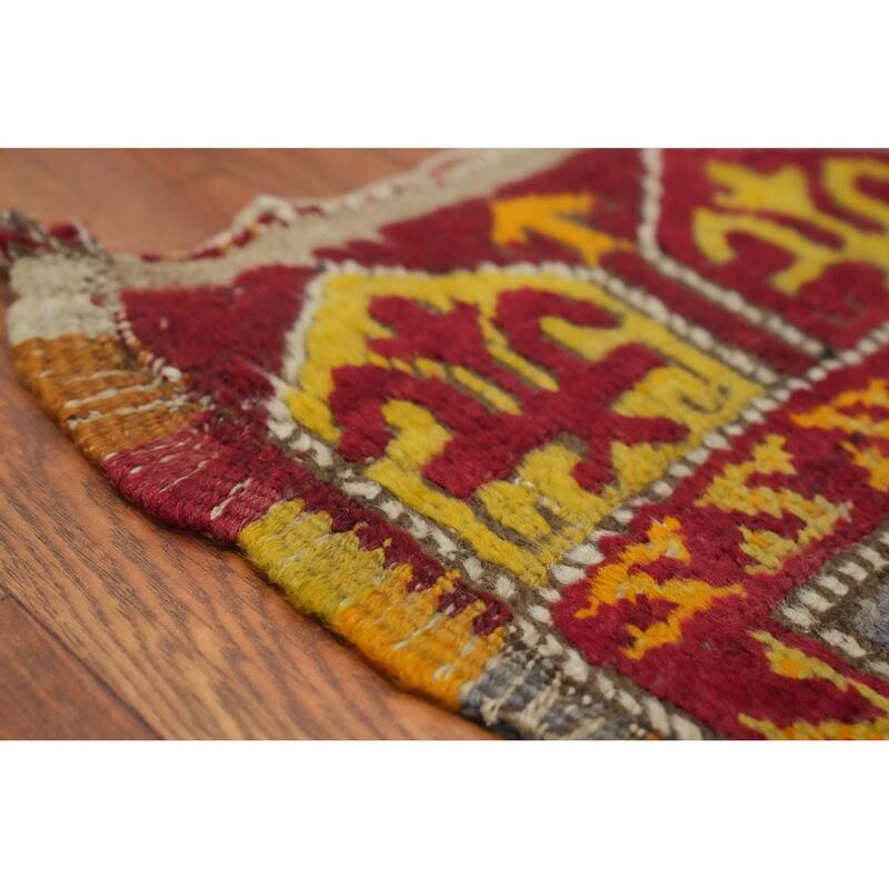 Hand Knotted Oriental 100% Wool Carpet Transitional Geometric Red Anatolian Area Rug - 6' 5'' X 4' 1''