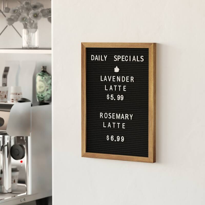 Wood Frame Letter Board with 389 PP Letters and Canvas Carry Bag