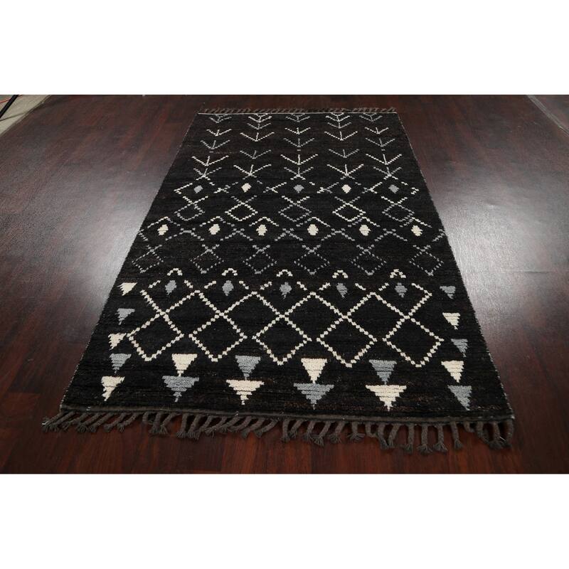 Vegetable Dye Modern Moroccan Berber Oriental Area Rug Wool Handmade - 4'6" x 6'11"