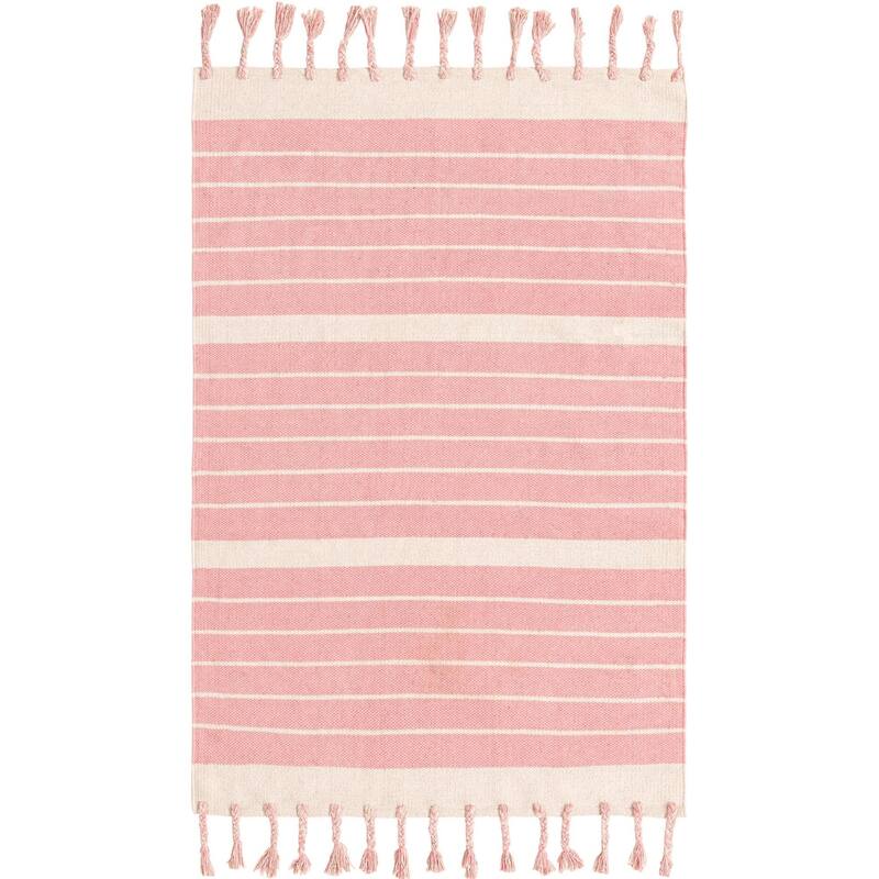Contemporary Dario Collection Area Rug - Pink-White - 4'1"x6'1"