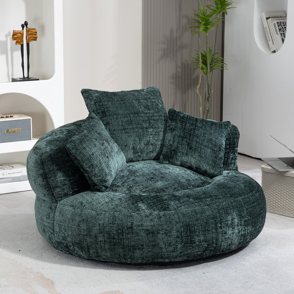 HOMEFUN Chenille Upholstered Durable Comfort Lounger High Back Bean Bag Chair