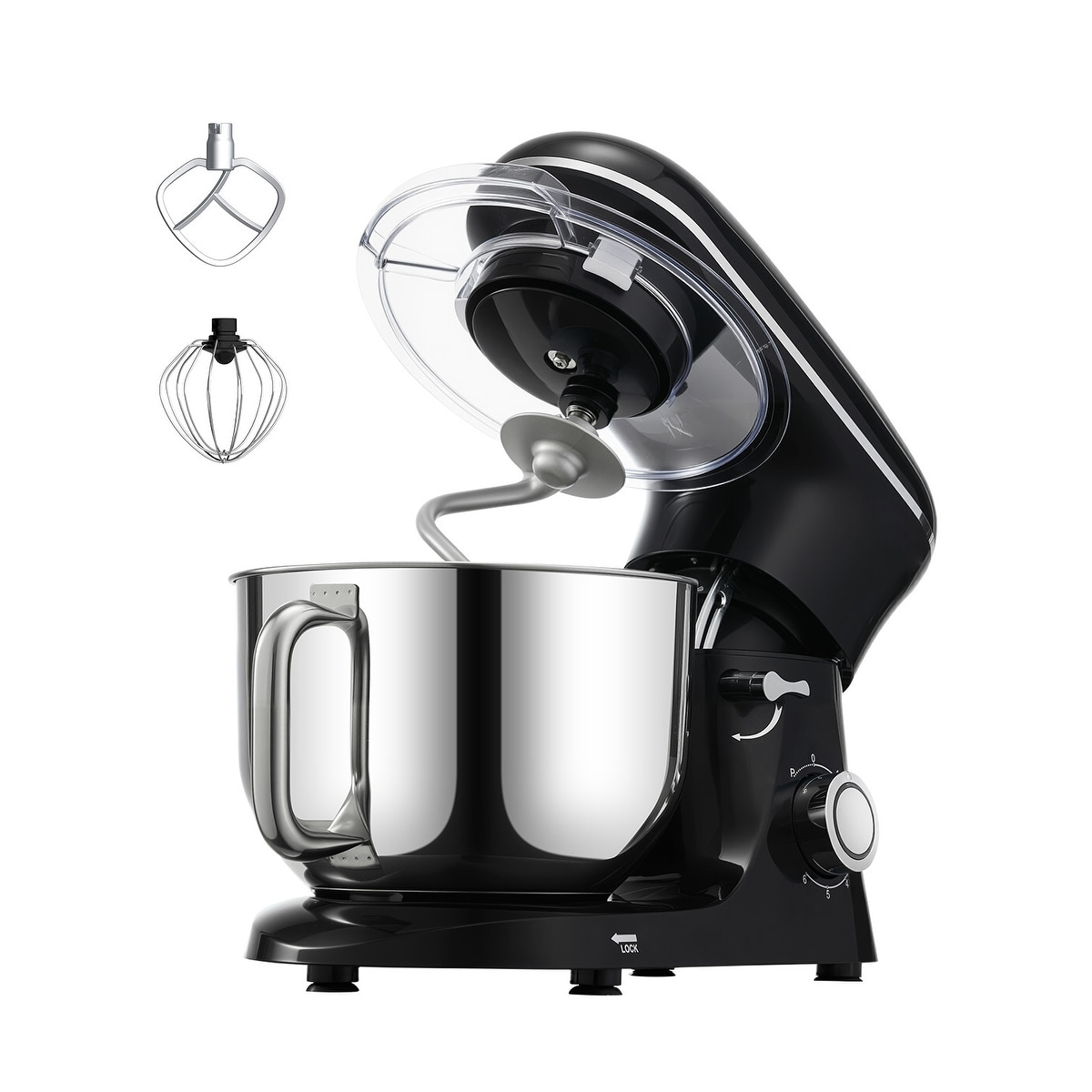 UIMOSO Stand Mixer,Tilt-head Food Mixer with Stainless Steel Bowl, Dough Hook, Wire Whip, Flat Beater