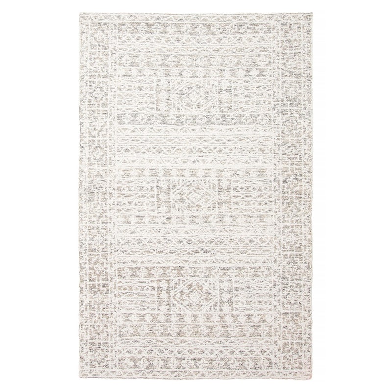 ECARPETGALLERY Hand Tufted Timeless Cream Wool Rug - 5'1 x 8'0 - Cream - 5'1 x 8'0