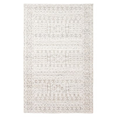 ECARPETGALLERY Hand Tufted Timeless Cream Wool Rug - 5'1 x 8'0