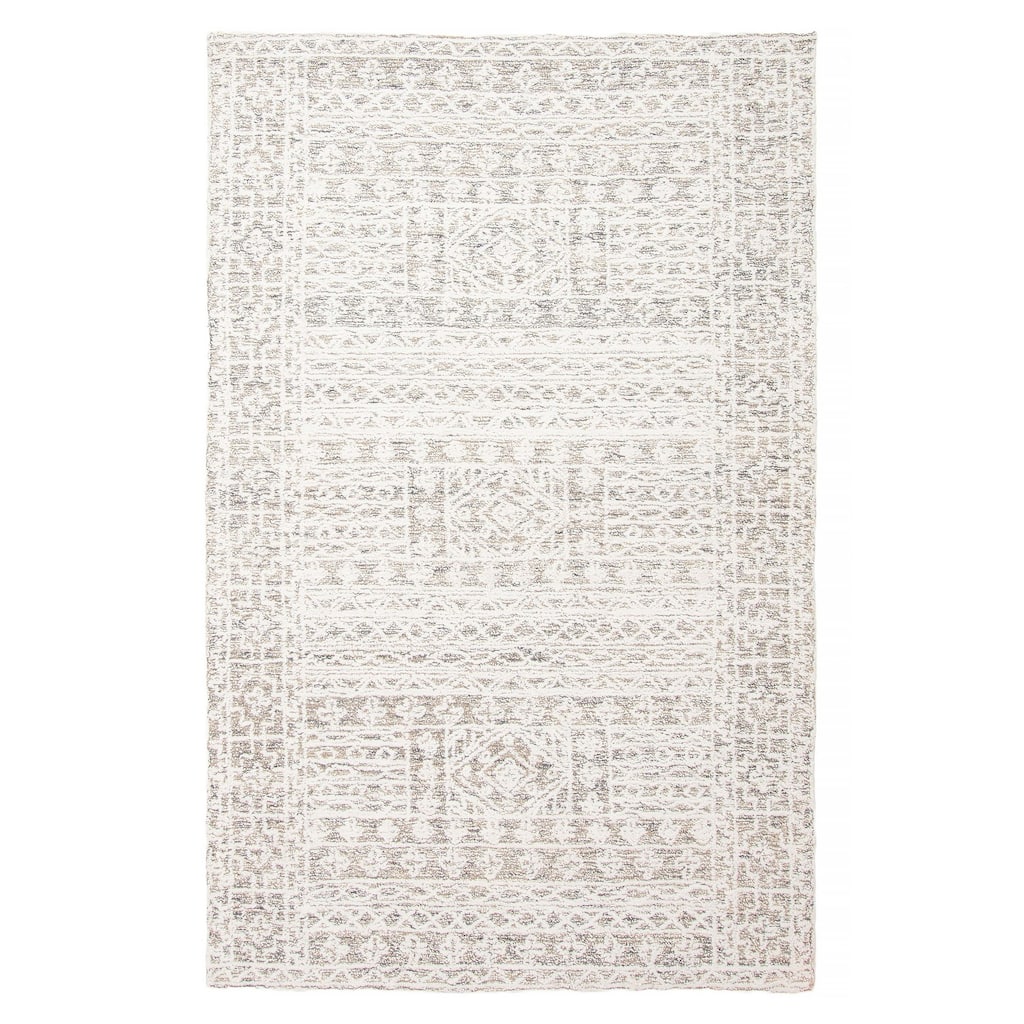 ECARPETGALLERY Hand Tufted Timeless Cream Wool Rug - 5'1 x 8'0
