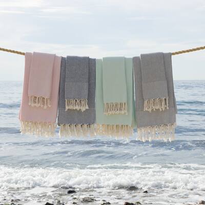 Authentic Hotel and Spa 100% Turkish Cotton Fun in Paradise Pestemal Beach and Hand Towel Set