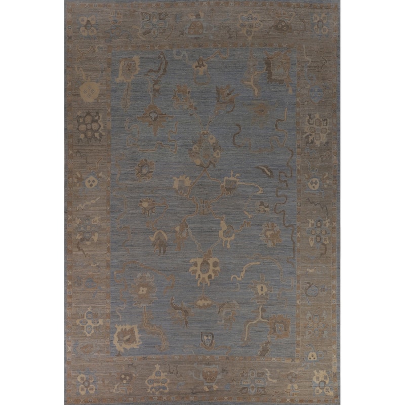 Blues & Grays Oushak Turkish Large Rug Handmade Wool Carpet - 10'1"x 13'11"