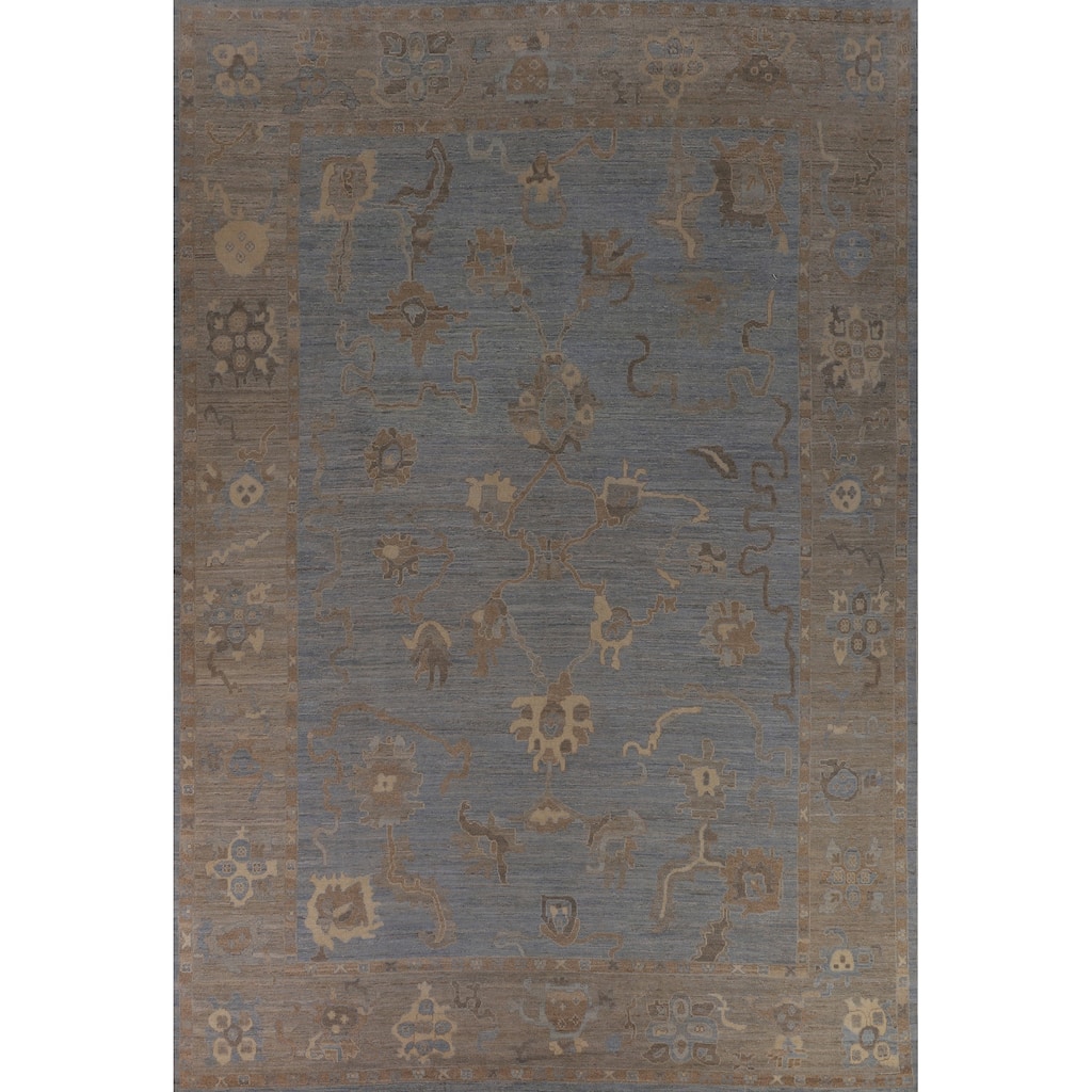 Blues & Grays Oushak Turkish Large Rug Handmade Wool Carpet - 10'1"x 13'11"