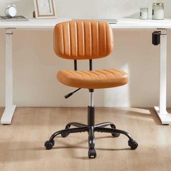 slide 2 of 17, Modern PU Leather Low-back Office Chair with Wheels Brown