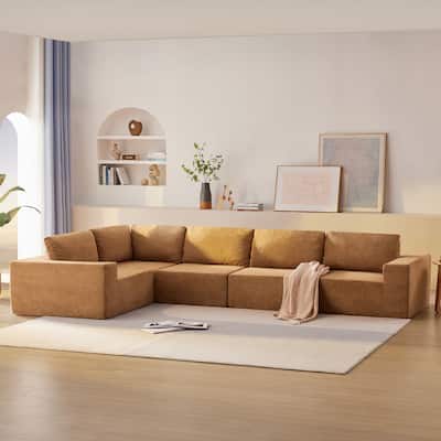 147" Fabric Modular Sectional Sofa with Wide Seats & No Assembly
