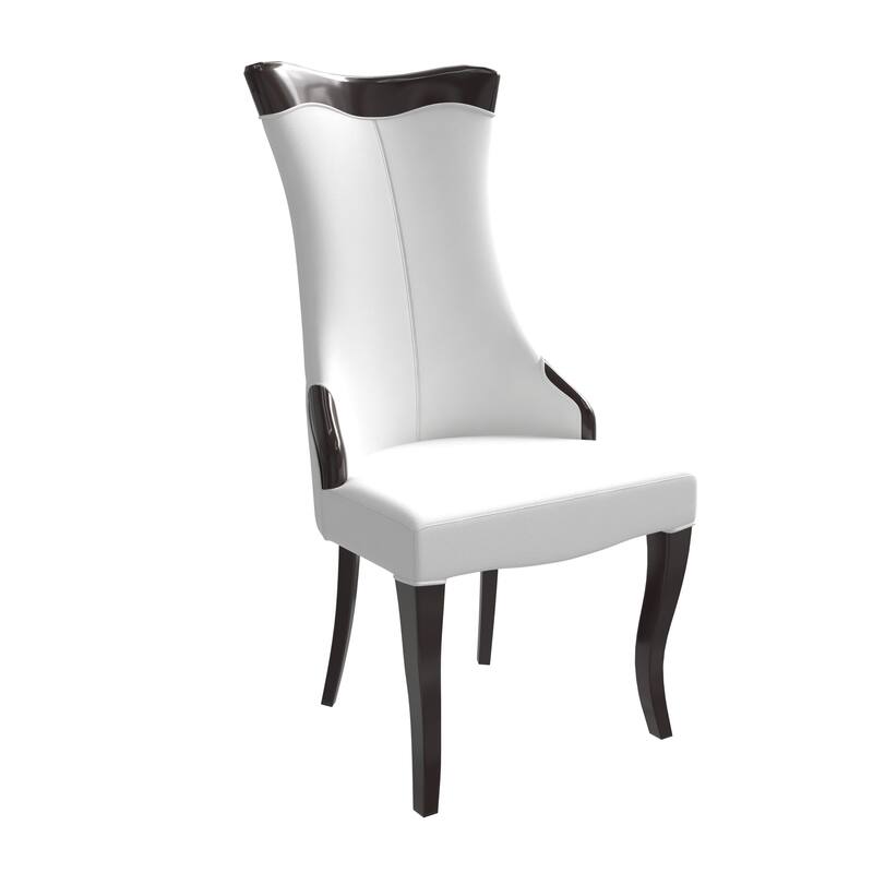 Dining Chair with Leather/Velvet Seat in Rubberwood Novara Series by LeisureMod - Light Cream