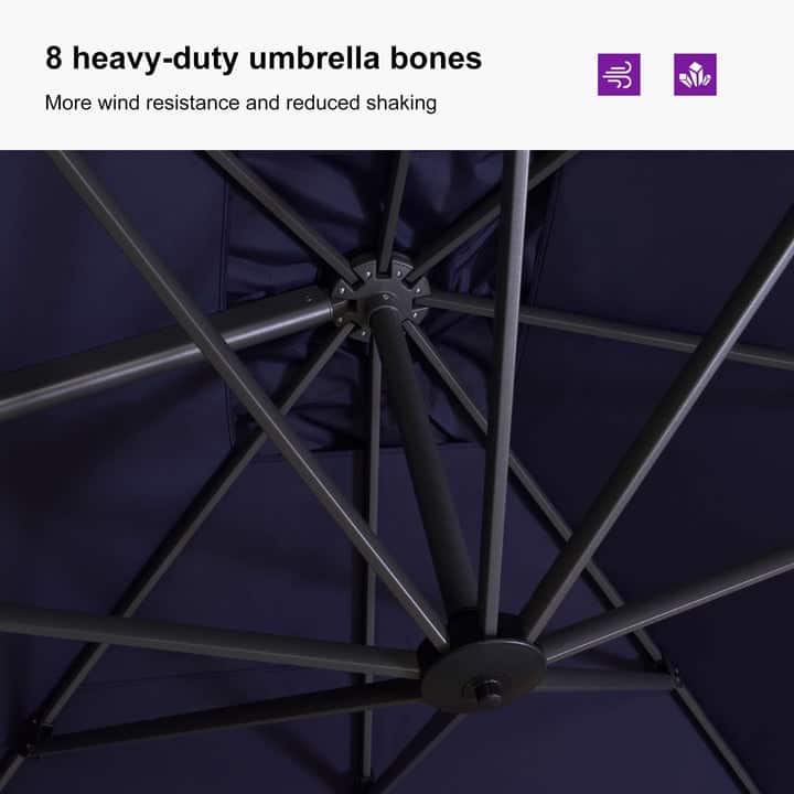 PURPLE LEAF 10 x 13 ft 360 Degree Rotation Patio Umbrella With Base