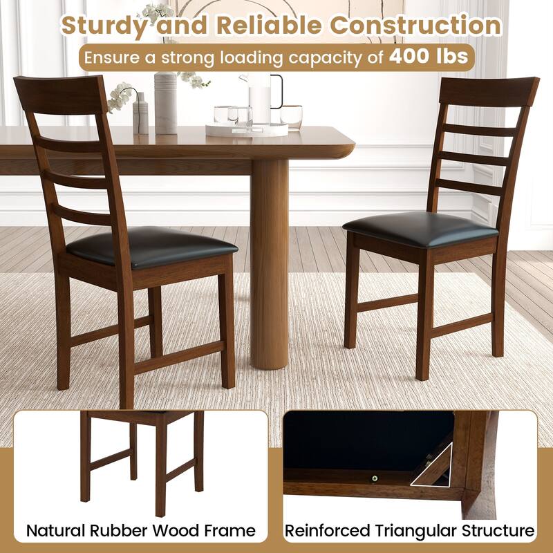 Gymax Wooden Dining Chair Set of 4 Pu Leather Upholstered Kitchen