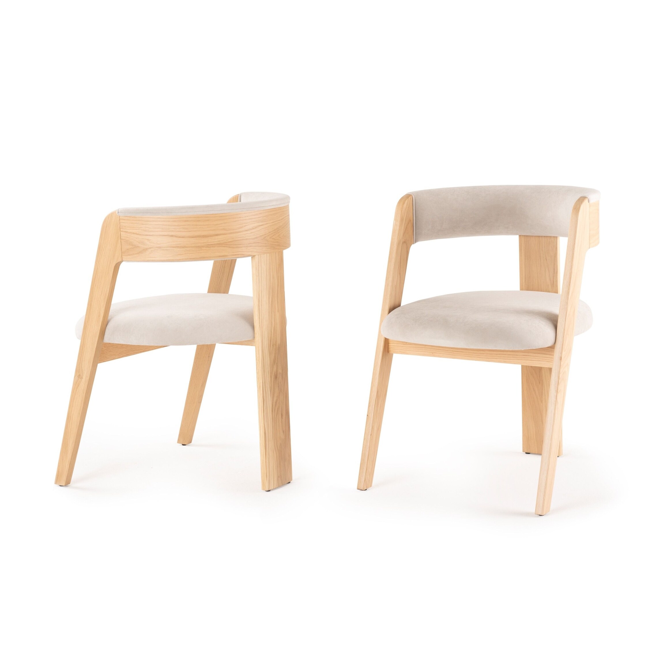 Modrest Washington Modern Cream Fabric Natural Oak Dining Chair