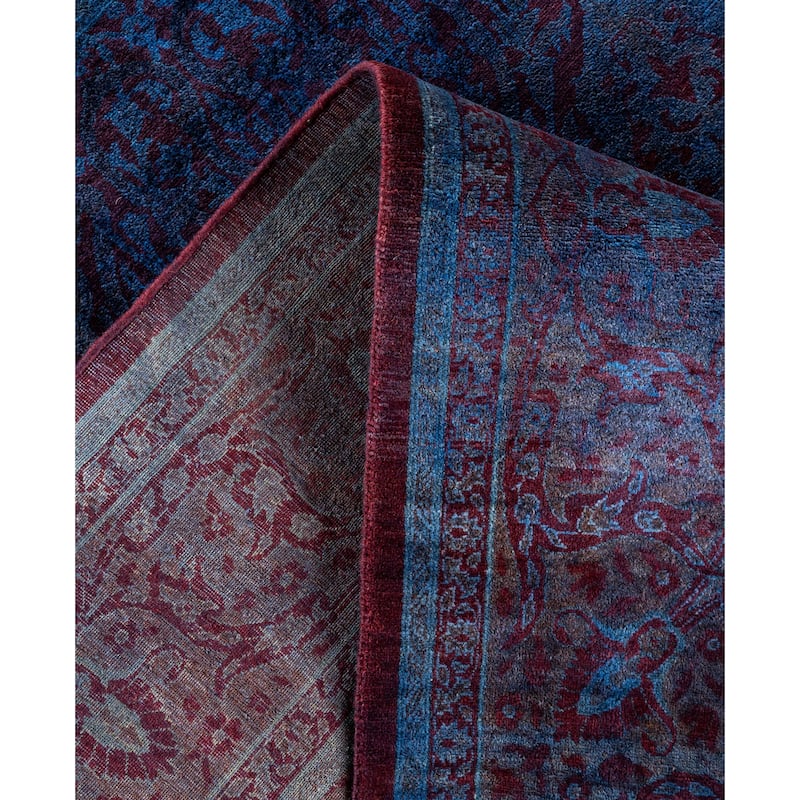 Overdyed One-of-a-Kind Hand-Knotted Square Area Rug - Blue - 5' 10" x 6' 2"